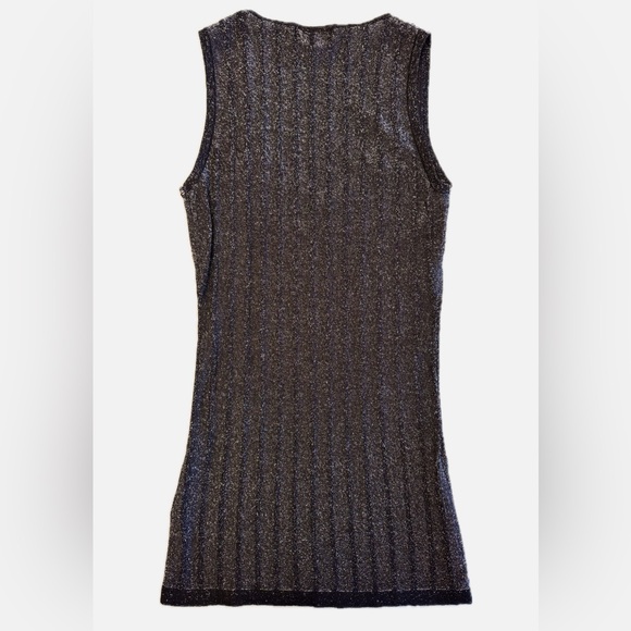 Le Château Metallic Knit Sparkle Tank Top – Y2K Glam Party Holiday Top – Size S - Picture 3 of 5